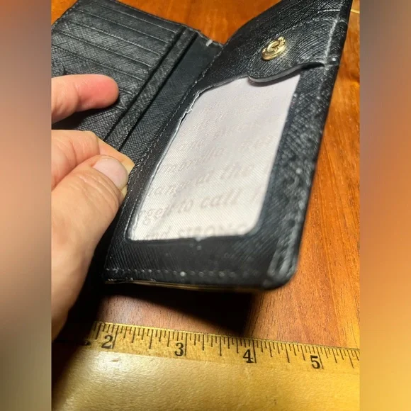 💃 Kate Spade NY Floral Slim Wallet Black Blue Floral Snap A21 - Picture 6 of 11